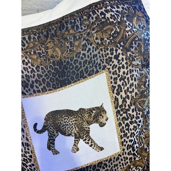 Ashley Stewart Womens Plus Size 14 16 Animal Print Oversized Shirt Tiger White - Picture 3 of 7